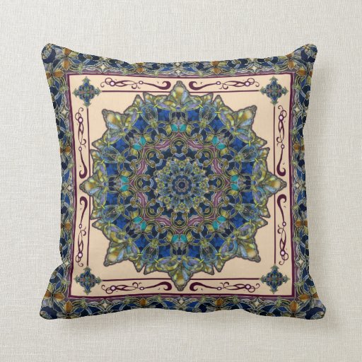 Stained Glass Window Mandala Decor Pillow Zazzle