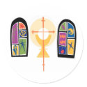 Stained Glass Windows with Chalice and Cross stickers