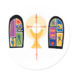 Stained Glass Windows with Chalice and Cross