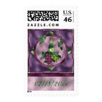 Stained Glass Wine Love Postage Stamp