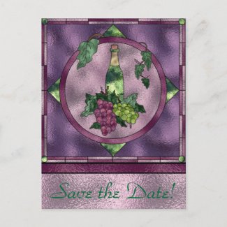 Stained Glass Wine Love Postcard