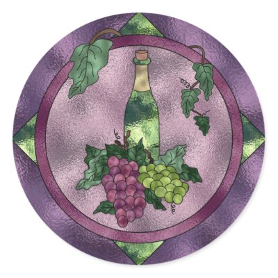 Stained Glass Wine Love Stickers