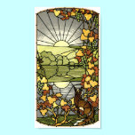 Stained Glass with fox and sun posters