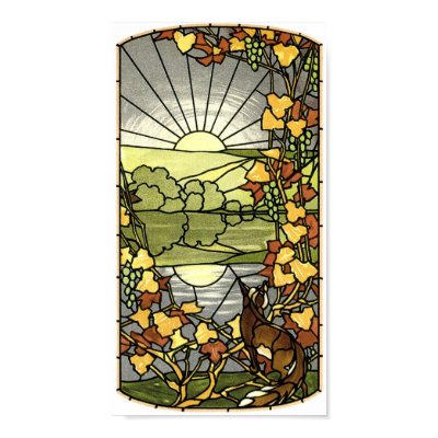 Stained Glass with fox and sun Print by Zenyaris