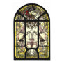 poster, stained, glass, peacock, butterflies, art,
