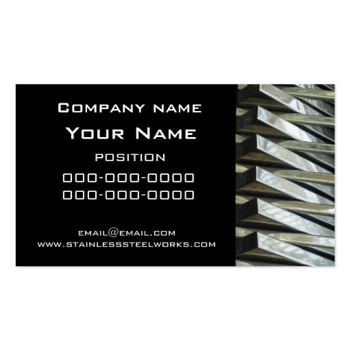 Stainess steel /chrome metalwork business card (front side)