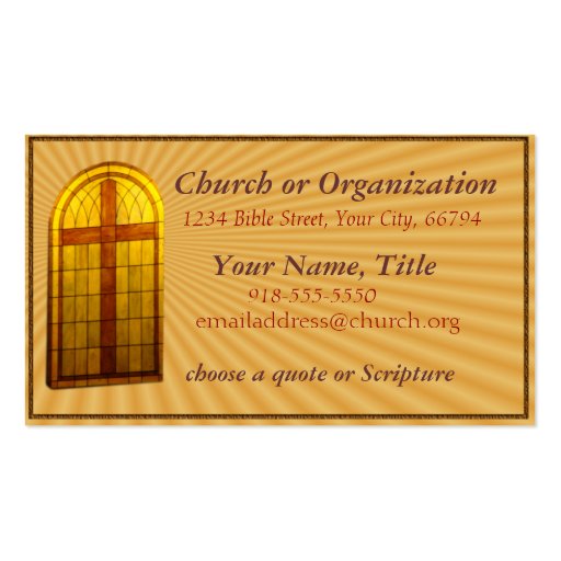 Stainglass Church Window Business Card Template (front side)