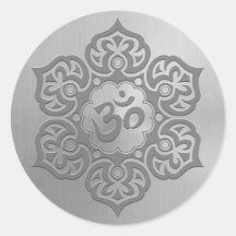 Stainless Steel Effect Floral Aum Graphic Sticker