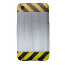 Stainless Steel with Hazard Stripes Iphone 3 Case