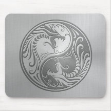 Stainless Steel Yin Yang Dragons Mouse Pads