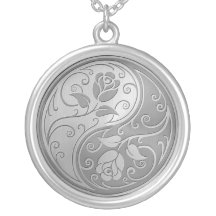 Stainless Steel Yin Yang Roses Personalized Necklace