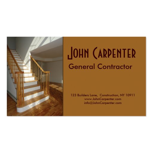 Staircase in new construction home business card template (front side)