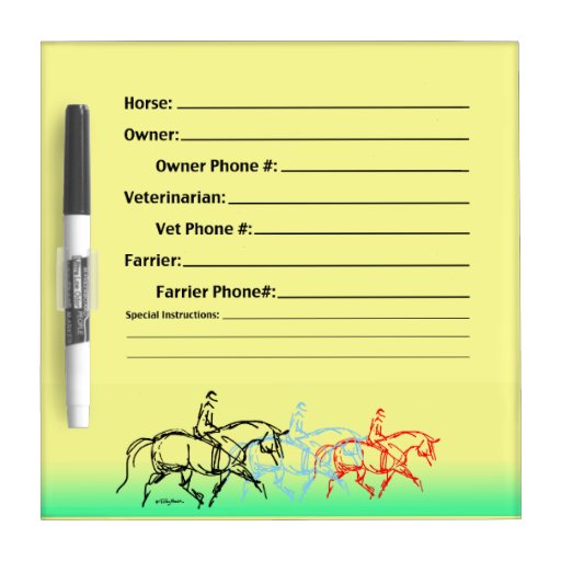 Stall Card 3 Trotting Horses DryErase Board Zazzle