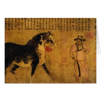 Stallion with Groom Greeting Card