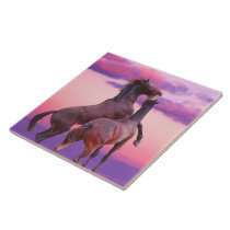 Stallions Playing Tile tiles