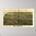 Stamford Connecticut 1883 Antique Panoramic Map Posters