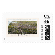 Stamford, CT Panoramic Map - 1883 Postage Stamps