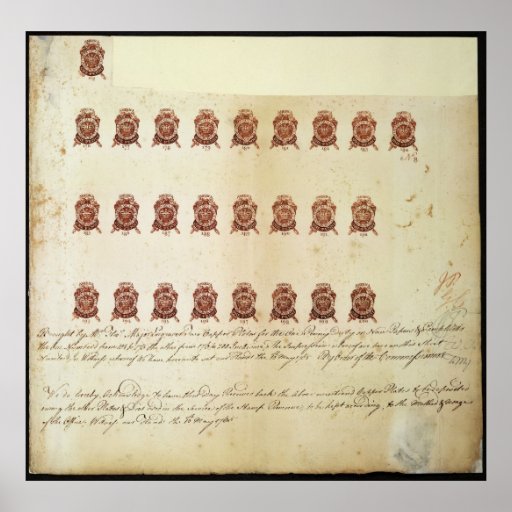 Stamp Act 1765 One Penny Stamp Proof Sheet Poster