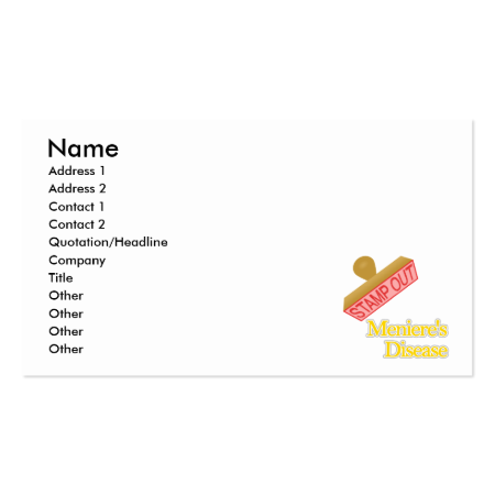 Stamp Out Meniere's Disease Business Card Templates