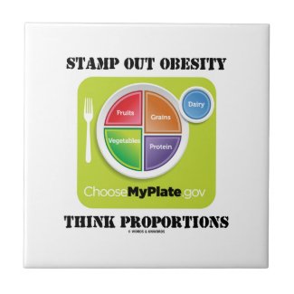Stamp Out Obesity Think Proportions (MyPlate) Ceramic Tile