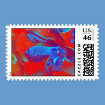 Stamp - red and blue abstract
