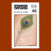 Stamp with a peacock feather