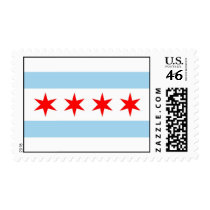 Stamp with Flag of Chicago, Illinois, U.S.A.