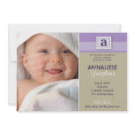 Stamped Monogram Birth Announcement :: purple