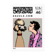 Stamps Cute - Lady In Curlers & Her Poodle Dog