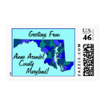 Stamps Map Greetings From Maryland Your county