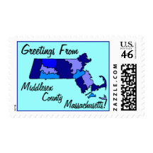 Stamps Map Greetings From Massachusetts ~ county