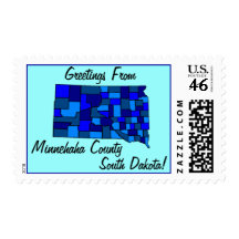 Stamps Map Greetings From South Dakota SD & county