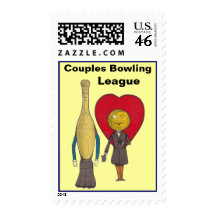 Stamps Vintage Anthropomorphic Bowling Couple Pin
