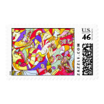 Stamps with Colour Fragments Abstract Design