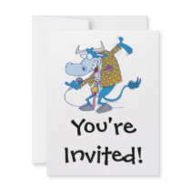 stand up comedian bull cartoon invitation