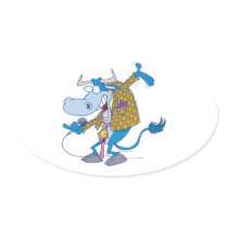 stand up comedian bull cartoon sticker