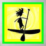 Stand Up Paddle Silhouette Design Poster