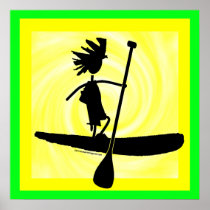 Stand Up Paddle Silhouette Design Poster