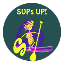 Stand Up Paddle Surf Design Round Stickers