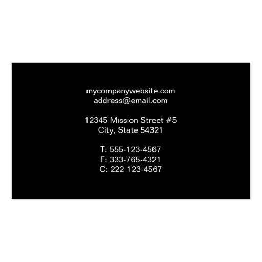 Standard 3 photo or logo black white modern chic business card templates (back side)