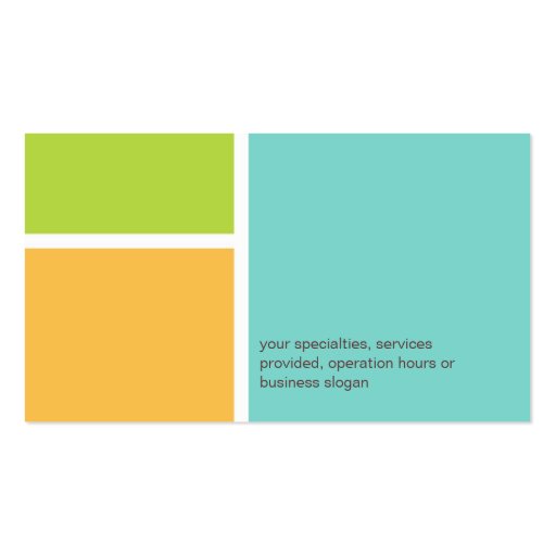 Standard modern color block turquoise professional business card (back side)