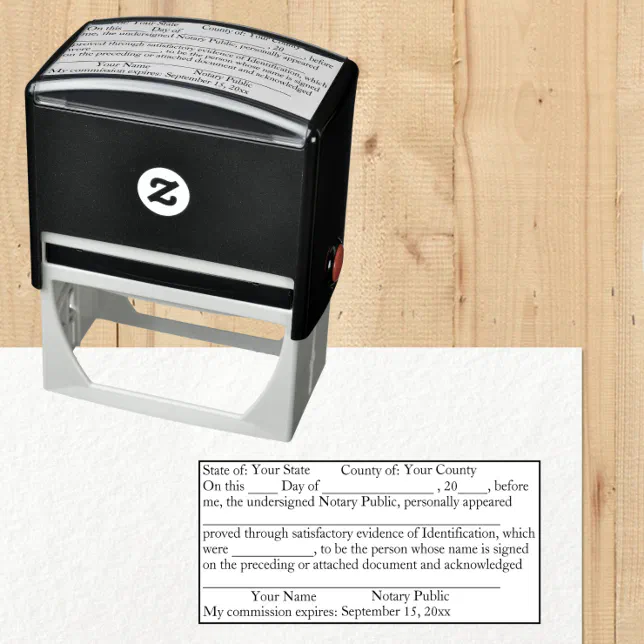 Standard Notary Public Acknowledgement Custom Self Inking Stamp Zazzle