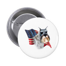 Standard Schnauzer Flag Pinback Button
