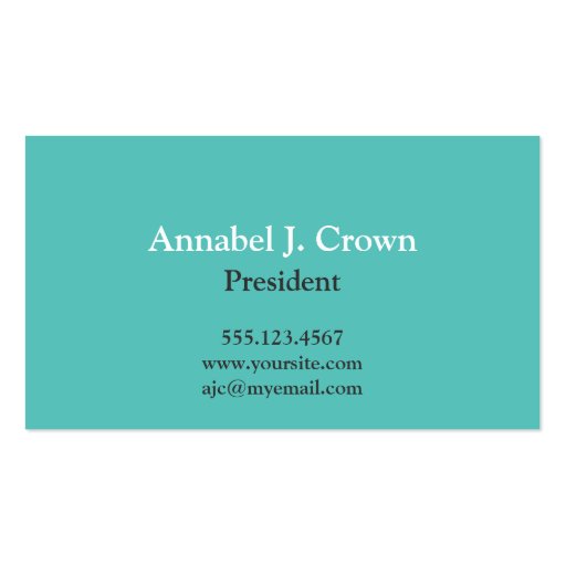 Standard solid teal company logo traditional business card templates (front side)