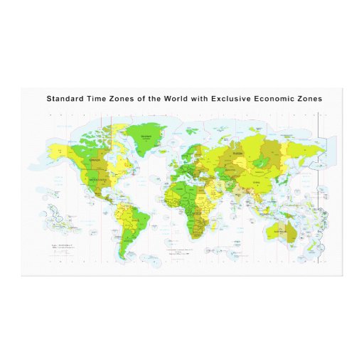 Standard time zones of the world & Economic Zones Canvas Print