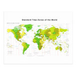 Standard Time Zones World Map 2013 Postcards