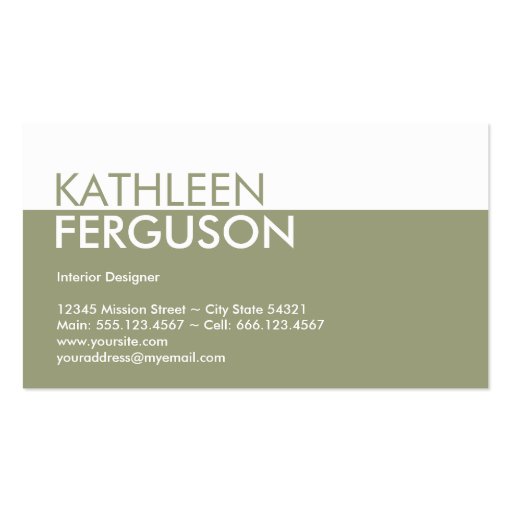 Standard two tone color block green professional business card