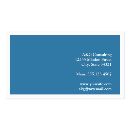 Standard white border solid colbalt blue classic business card template (back side)