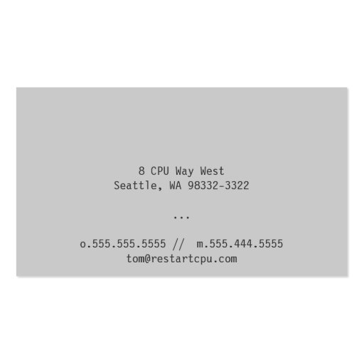 Standby Business Card Templates (back side)