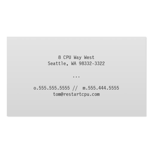 Standby on Gradient Business Cards (back side)